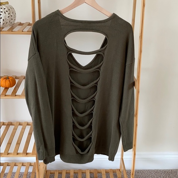 Womens Express Olive Green Oversized Sweater - Med - Picture 4 of 7